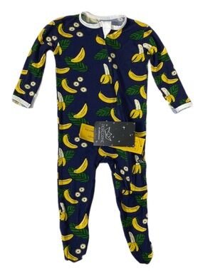 PEREGRINE KIDSWEAR Bodysuit Bamboo Footed Sleeper Banana Print Onesie